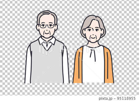 Vector illustration material of a senior couple facing the front Vector illustration material of a senior couple facing the front 95118955