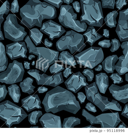 Stone wall from bricks, rock, game background in cartoon style, seamless textured surface. Ui game asset, road or floor material 95118996