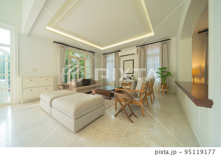 White luxury modern living room interior and decoration at home or house, interior design. Lifestyle. White luxury modern living room interior and decoration at home or house, interior design. Lifestyle. 95119177