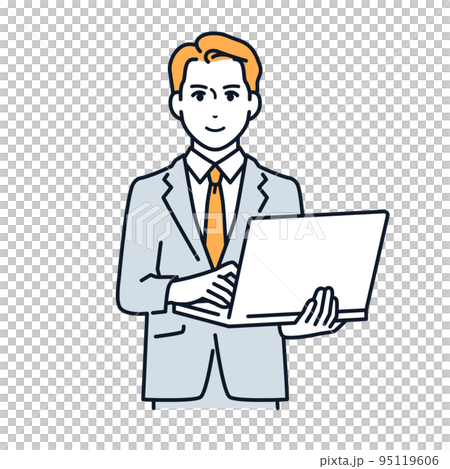 Vector illustration material of a businessman with a laptop 95119606