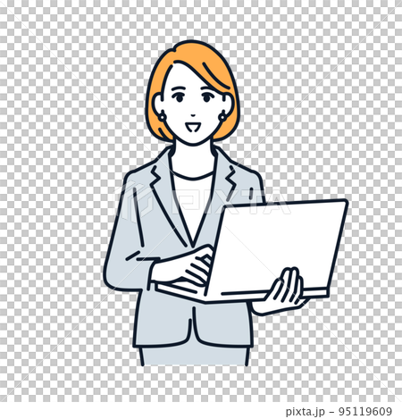 Vector illustration material of a business woman with a laptop Vector illustration material of a business woman with a laptop 95119609