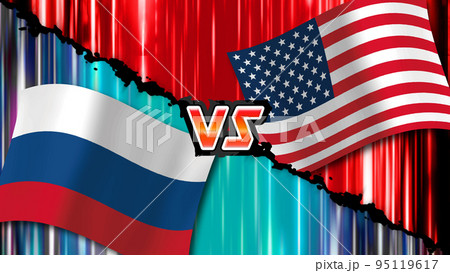 国旗 アメリカ VS ロシア イメージ背景 E 95119617