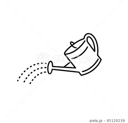 Watering can black icon. Pouring water from a watering can. with outline style. 95120239