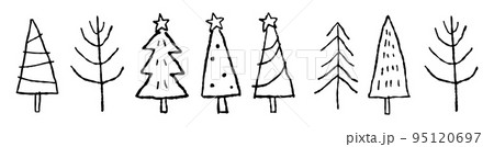 手描きのクリスマスバナー_木_黒 95120697