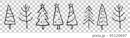 手描きのクリスマスバナー_木_黒 95120697