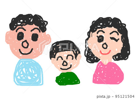 子供が描いた父親と母親の家族イラスト 子供が描いた父親と母親の家族イラスト 95121504