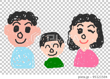 孩子畫的父親和母親家庭插圖 95121504
