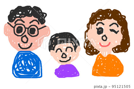 子供が描いた父親と母親の家族イラスト 95121505