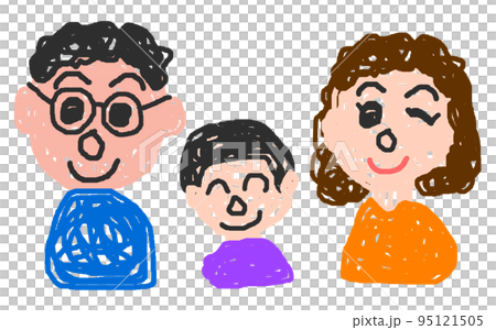 子供が描いた父親と母親の家族イラスト 95121505