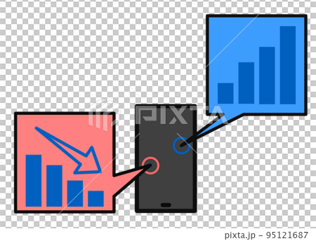 Illustration of watching a graph app on a smartphone Illustration of watching a graph app on a smartphone 95121687