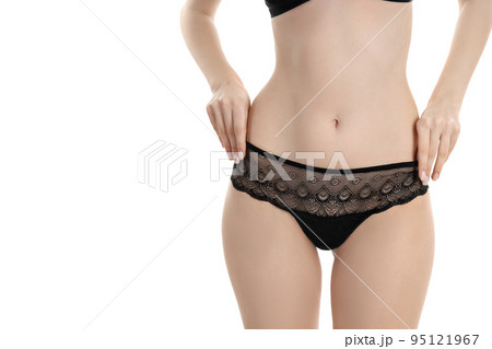 Young woman body in underwear isolated on white background 95121967