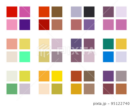 4色の色を組み合わせた色味のカラーサンプルのイラスト素材 [95122740 ...
