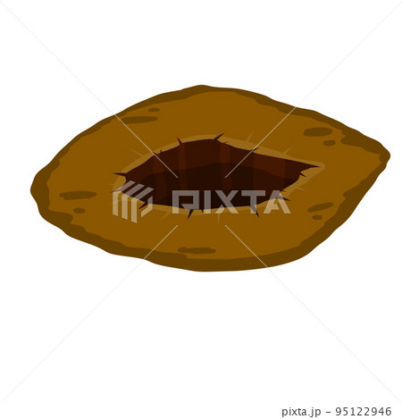 Big hole in ground. Brown dry soil and mine. Element of desert landscape. Cartoon illustration Big hole in ground. Brown dry soil and mine. Element of desert landscape. Cartoon illustration 95122946