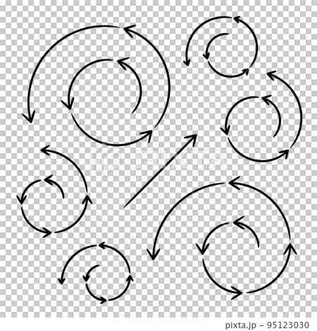 らせんのプロセスの循環拡張サイクル 手描きの矢印のセット 95123030