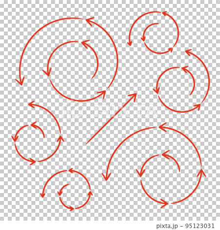 らせんのプロセスの循環拡張サイクル 手描きの矢印のセット 95123031