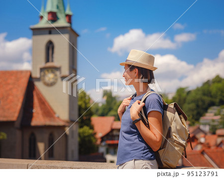 travel to summer Europe young asian woman travel to summer Europe young asian woman 95123791