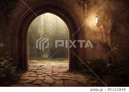 Concept art illustration of secret gate passage 95123849