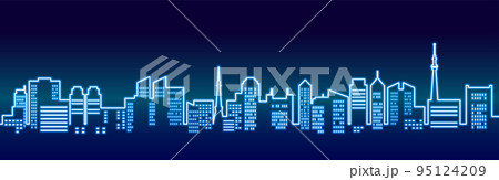 ネオンカラーに輝く都市風景のイラスト 95124209