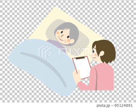 Nurse and elderly person interview check Nurse and elderly person interview check 95124891