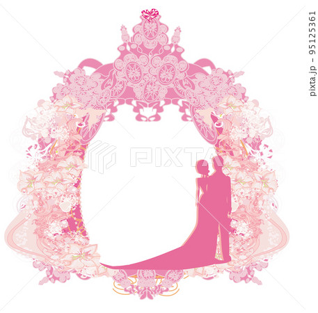 stylish wedding invitation card with vintage ornament background. stylish wedding invitation card with vintage ornament background. 95125361