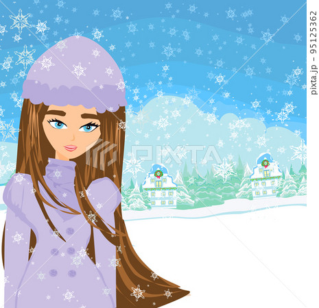 beautiful woman doing the shopping in winter beautiful woman doing the shopping in winter 95125362