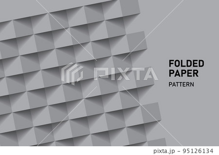 Stepped folded paper. Gray abstract modern square texture background, 3d paper art style that looks creased design. 95126134