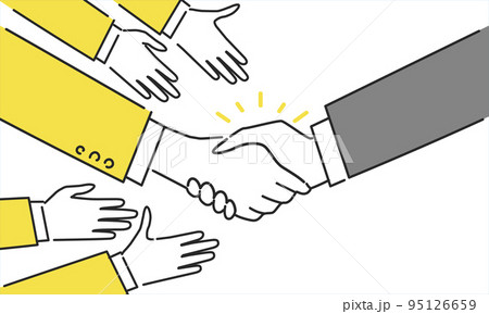 沢山の手の中から選ばれるイラスト、採用のイメージ、ベクター 沢山の手の中から選ばれるイラスト、採用のイメージ、ベクター 95126659