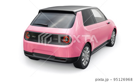 Compact urban electric car with a cute design and advanced technologies of the future on a white background. 3d illustration. 95126968