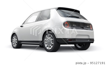 Compact urban electric car with a cute design and advanced technologies of the future on a white background. 3d illustration. 95127191