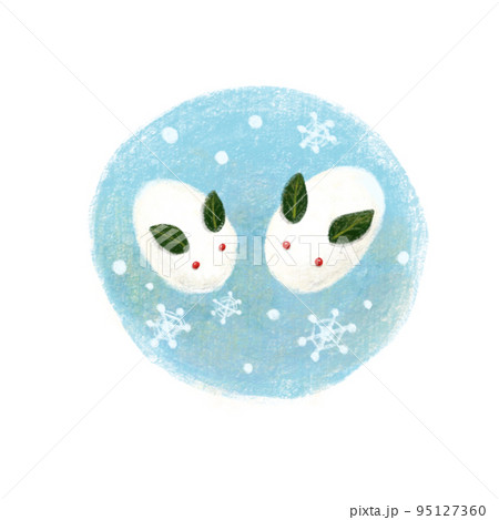 雪うさぎ　年賀状　寒中見舞い　素材 95127360