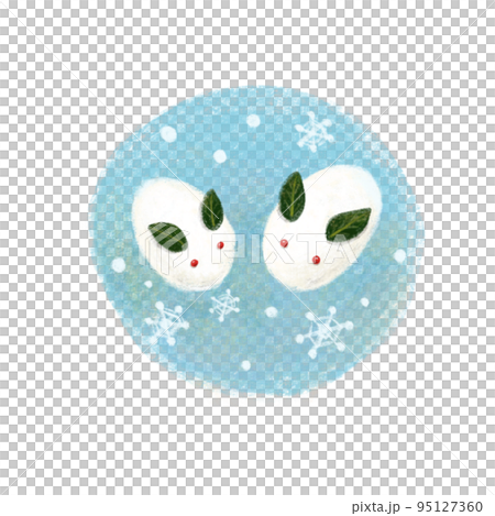 Snow rabbit, New Year's card, greeting during the winter, material 95127360