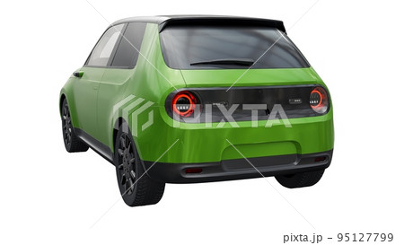 Compact urban electric car with a cute design and advanced technologies of the future on a white background. 3d illustration. 95127799
