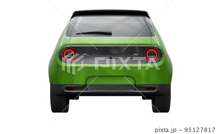 Compact urban electric car with a cute design and advanced technologies of the future on a white background. 3d illustration. Compact urban electric car with a cute design and advanced technologies of the future on a white background. 3d illustration. 95127817