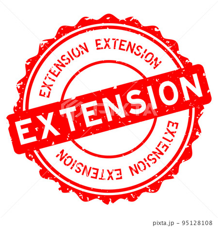 Grunge red extension word round rubber seal stamp on white background 95128108