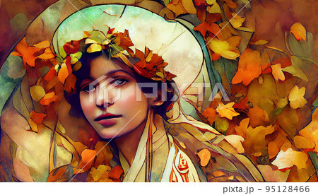 Vintage style girl portrait 95128466