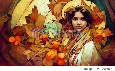 Vintage style girl portrait 95128467