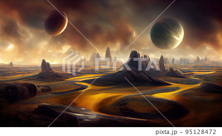 alien world, deep space landscape 95128472