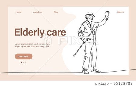 Programs for Seniors Landing Page Template. Elderly Health Care. Elderly care. Cartoon People Vector Illustration. 95128705