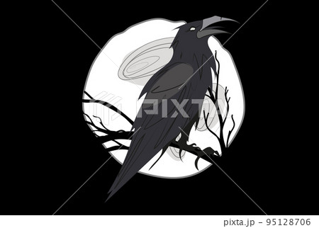 Sketch of flying raven. Hand drawn illustration converted to vector. Vector illustration Sketch of flying raven. Hand drawn illustration converted to vector. Vector illustration 95128706