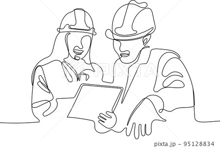 construction manager and engineer working on building site. Vector illustration 95128834