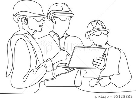 construction manager and engineer working on building site. Vector illustration 95128835