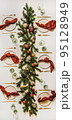 Flat-lay of festive Christmas table setting with 95128949