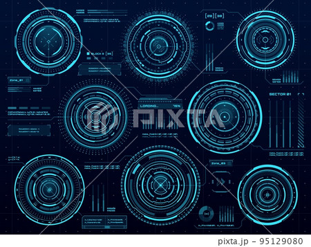 HUD circle data infographic, data screen...のイラスト素材 [95129080] - PIXTA