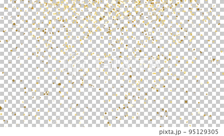 Transparent image by 3D rendering of confetti with a metallic texture that flutters in the wind 95129305