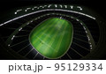 An empty football stadium, viewed from the top. Virtual 3D scene  95129334