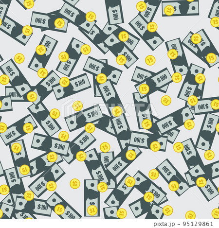 Dollar Banknotes and Golden Coins Seamless Pattern Dollar Banknotes and Golden Coins Seamless Pattern 95129861