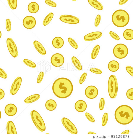 Falling Golden Dollar Coins Seamless Pattern Falling Golden Dollar Coins Seamless Pattern 95129873