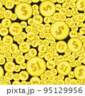 Golden Dollar Coins Top View Seamless Pattern 95129956
