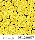 Golden Dollar Coins Top View Seamless Pattern 95129957
