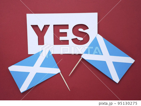 Scottish independence referendum 19th october 2023. scotland vote for independence, politic relative background with national flags Scottish independence referendum 19th october 2023. scotland vote for independence, politic relative background with national flags 95130275